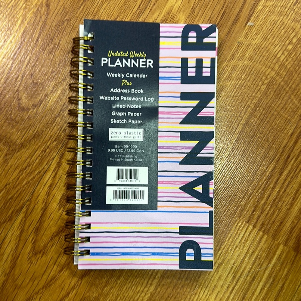 Brand new undated Weekly planner